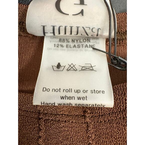 HUNZA G Virginia Nile Ribbed Bikini Bottom Swimwear Resort Beach Brown One Size - Picture 5 of 8